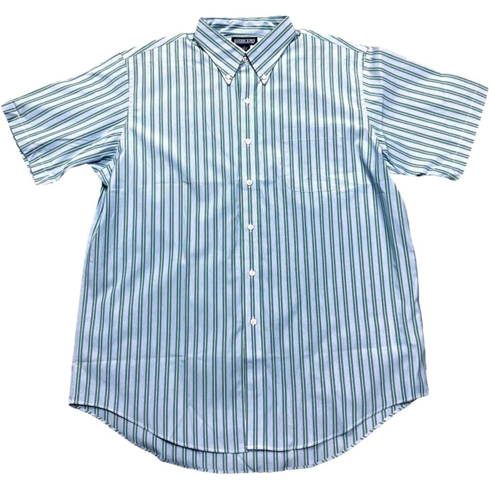 LANDS’ END Striped Button-Down Shirt 100% Cotton Men’s SZ 17 Regular NEW